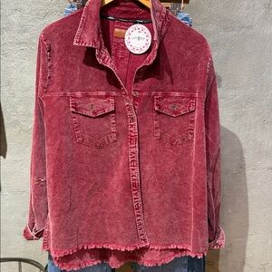 Umgee Women's Burgundy Button Down Shirt